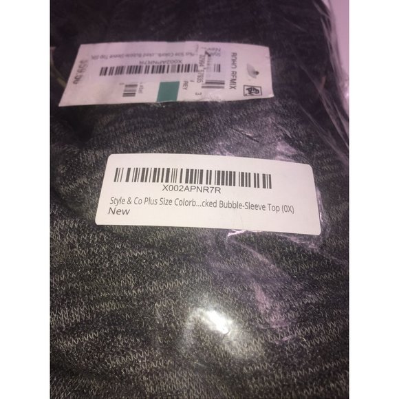 Style & Co Plus Size Colorblocked Bubble-Sleeve Top, Size 0X, Retail $59.50 - Picture 5 of 7